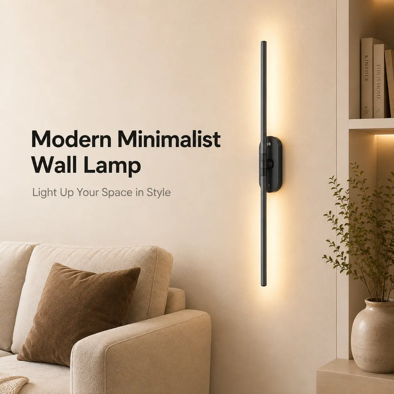 Long Linear LED Wall Sconce - Remote-Controlled, Dimmable, 3 Color Temperatures, Rotatable Minimalist Design, USB Rechargeable Cordless Indoor Wall Light for Bedroom, Living Room Decor, Led Lights Bedroom, Led Lamp