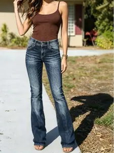 Women's Micro Embroidered Stretch Jeans - Comfortable, Soft, Breathable, Suitable for Casual Womenswear