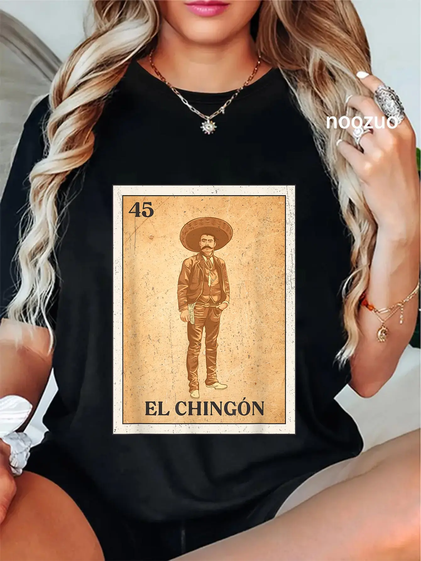 100% Cotton EL CHINGóN. Zapata Mexican bingo version T-Shirt