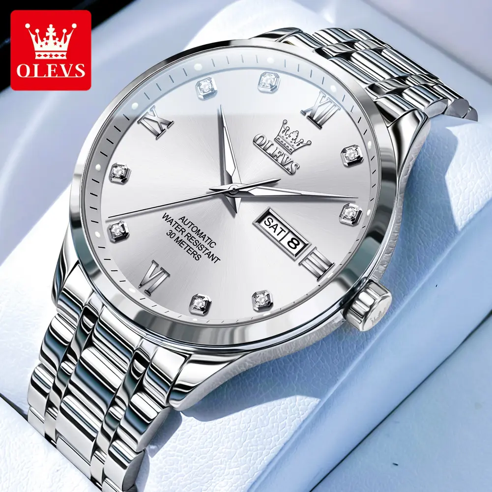 OLEVS Men's Automatic Mechanical Business Fashion Watch - Flagship, Dual Calendar, Mineral Glass Dial, Waterproof High-End Business Accessory, Business Fashion Watches, Waterproof Watch