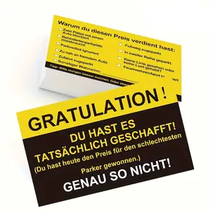 50 Pcs German Parking Cards Simple Parking Notice Cards, Paper Cards for Unlawful Parking Warning, Ca Prop 65 Compliant Message Card
