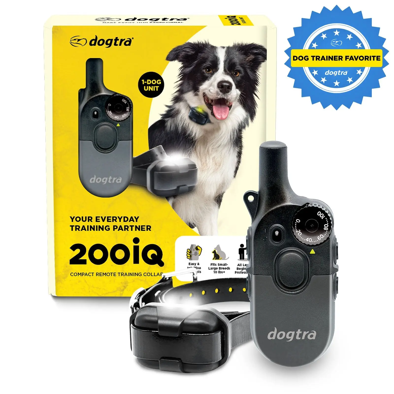 Dogtra 200iQ Professional Remote Training E Collar - 1/2 Mile 100 Precision Levels IPX9K Waterproof Tone & Vibration - Seamless No-Look Control Off-Leash Confidence for Dogs 10lb