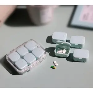 Dopamine Color Cylindrical Rotating 7 Grid Pill Box Sliding Switch Sealed Waterproof Lightweight Plastic Tablet Storage Box