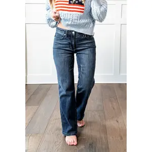 Restock! PETITE Judy Blue My Obsession Dark Wash Mid Rise Tummy Control Classic Straight Leg Jeans
