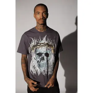 Blaise Grey Graphic Rhinestone T-Shirt