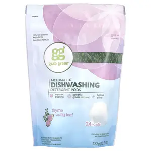 Grab Green Automatic Dishwashing Detergent Pods, Thyme with Fig Leaf, 24 Loads, 15.2 oz (432 g)