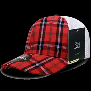 212 MAIN Plaid Print Trucker Cap, 6-Panel Mid Profile Structured Mesh Hat, Adjustable Snapback Closure, Unisex 1 Size Fits Most (Model 6017-196 196-White)