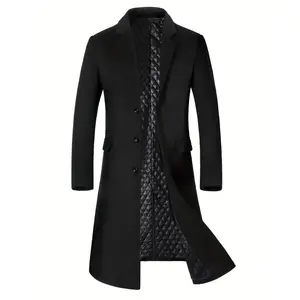 Autumn Winter Woolen Coat Men Long Overcoat Warm Thickened Woolen Jacket Men's Casual Woolen Blazer Trench Coat