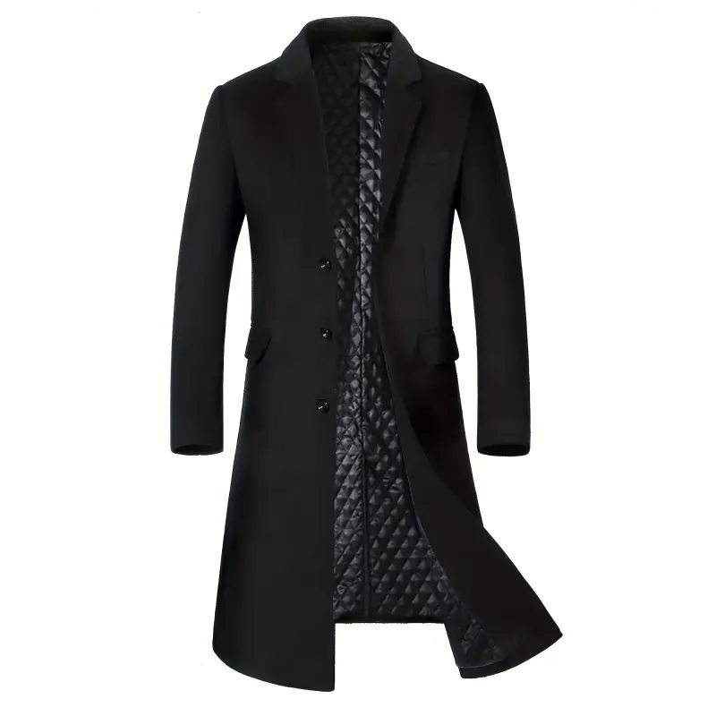 Autumn Winter Woolen Coat Men Long Overcoat Warm Thickened Woolen Jacket Men's Casual Woolen Blazer Trench Coat
