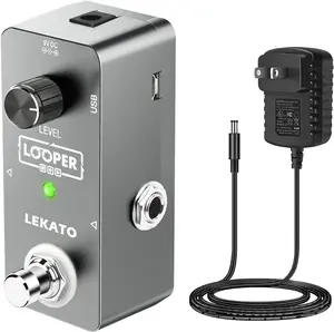 LEKATO Guitar Looper Effect Pedal Loop Pedal, Unlimited Overdubs 5 Minutes Looping Time, Loop Station with USB Cable, and 9V 0.6A Pedal Power Supply Adapter