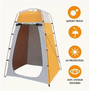 Shower Tent Toilet Changing Tent, 6-Foot Camping Shower and Changing Room Tent, Easy to Set Up, Foldable, Beach Camping Privacy Tent, Clothing Change Tent, Camping Cycling Bathing Tent, Toilet Shower Beach Tent, Yellow and Gray, [Bag Color Random]
