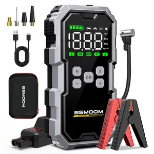 16800mAh BSMOOM [5-in-1] Portable Car Jump Starter with Air Compressor(All Gas/10.0L Diesel),With Tireinflator, 12V AutoBoost BatteryCharger Jumper Box, Rapid Charger with LEDScreen Vehicle Automotive