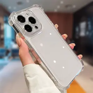 Luxury Shockproof Transparent Phone Case For iPhone 16 15 14 13 12 11 Pro Max Plus X XR XS Protect Bumper Soft Clear Silicone Cover Casing