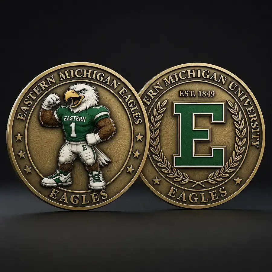Eastern Michigan Eagles challenge coin Eastern Michigan University EMU Eagles college football fan collectible coin gear