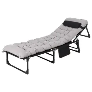 Portable Camping Cot, Sleeping Cot for Adult, Heavy Duty Folding Cot Max Load 400LBS with Thick Mattress, Camping Bed for Travel Tent Day Bed Outdoor Home Guest Office Nap,Grey,170cm