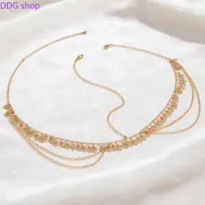 Luxury  Bridal Head Chain, Sparkly Crystal Forehead Hair Jewelry, Elegant Layered Hair Headpiece Tiara, Fashion Wedding Party Prom Costume Accessories for Women Girls Brides
