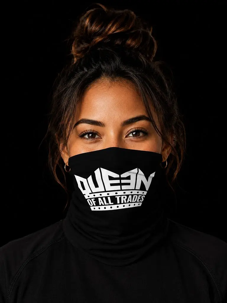 QOAT White Logo Face Gaiter, Sports & Outdoor Accessory for Active Use