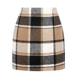Women's high waisted plaid skirt, tight fitting wool mini skirt, women's holiday skirt, women's skirt, fashionable coarse wool skirt, short plaid wool skirt, cute clothing, party business casual wear, winter flannelRAIMENTRY