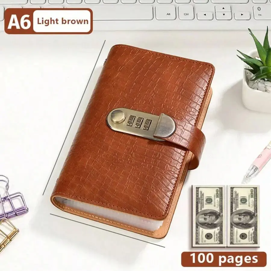 Humwam Lockable A6 Small Financial Management Savings Binder Notebook, 50 Sheets 100 Pages, Great for Storing Cash & Important Information, Cash Notebook, Monthly Budget Planner and Bill Organizer