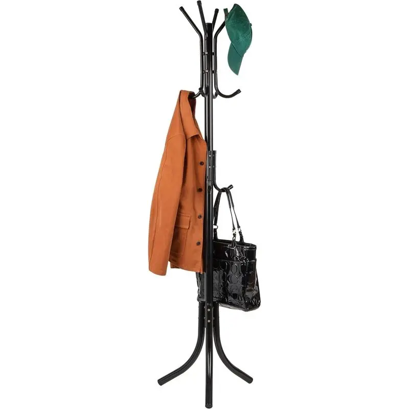 Freestanding  Coat  - Multi-Tier Home Organizer for Office, Entryway, Black, White coat metal  garment rack