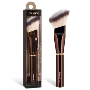 Maange 1pc Professional Metal Tube Makeup Brush, Contouring Brush, Contoured Foundation Brush, Durable Beauty Brush for Flawless Application, Ideal for Makeup Enthusiasts and Daily Use, Face Makeup Brushes