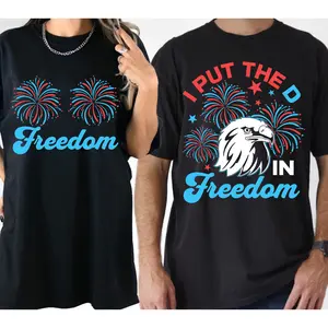 July 4th Matching Couple Shirts, Put The D In Freedom, Independence Day His and Hers Patriotic Flag Tshirt, Fourth Of July Shirt, Husband and Wife Gift