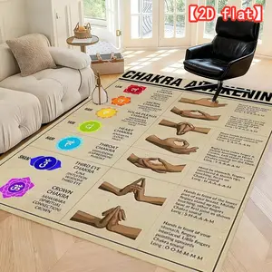 2D flat best-seller: Chakra awakening guide chart. Machine-washable indoor/outdoor soft and comfortable floor mat, suitable for living room, bedroom, hallway