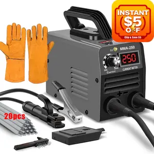 INSTANT $5 OFF Super Mini Stick Welder ,110V 250A ARC Portable MMA   for Beginners,  with 10pcs  Rod Tools,IGBT Inverter Welder,Hot Start Arc Force Anti-stick (Red) welding machine