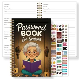 Senior Password Book, Large Font Easy Reading Account Password Logbook, Metal Coiled Binding, Practical Gift for Parents & Elders