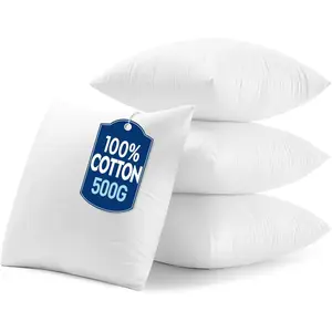 18x18 Pillow Inserts with Cotton Cover, Set of 4 100% Virgin Microfiber Throw Pillows for Couch Sofa and Bed