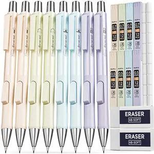 Nicpro 20Pack Pastel Mechanical Pencil Set, 8Pack Fast Click Aesthetic Lead Pencils 0.5 & 0.7 mm with HB Lead Refills, Erasers for Artist Drafting School Student Writing, Drawing, Sketching -with Case