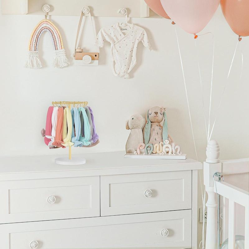 Headband Holder Hair Bow Organizer for girls with 30 Hooks Metal Baby Bow Holder for Girls Modern Hair Accessories Organizer Bow Rack Storage Stand Display