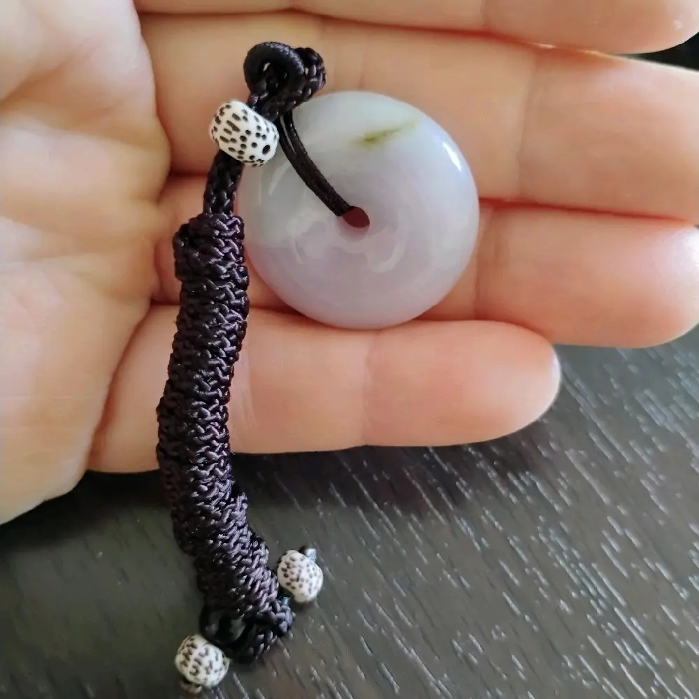Minimalist Light Lavender Donut-Shape Jade Pendant Necklace with Cord, Perfect for Everyday Wear