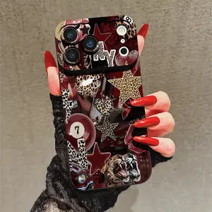 Leopard Print Star Phone Case, Anti-Drop Wear-Resistant, Compatible with iPhone 11/12/13/14/15/16 Series, Protective Cover