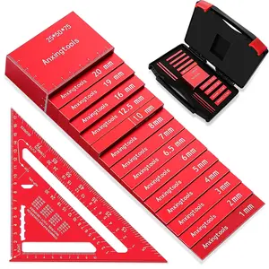 Metric Blocks Gauge Set, 15pcs Aluminum Bars Guage Block Set Include Aluminum Alloy Ruler for and Table Saw Accessories Woodworking Set Up
