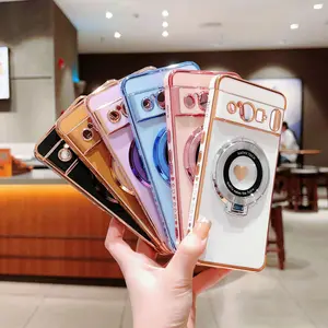 Compatible with For Pixel 10 Pro XL/10 Pro/9 Pro/8 Pro Side-plated heart-shaped stand shockproof phone case HN5711