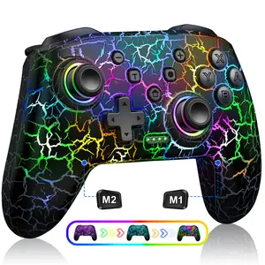 Wireless Switch Pro Controller - Switch Controllers Compatible With Switch/Lite/OLED,Multi-Platform PC/IOS/Android, Switch Pro Controller With 9 Adjustable Light Colors,Programmable,TURBO