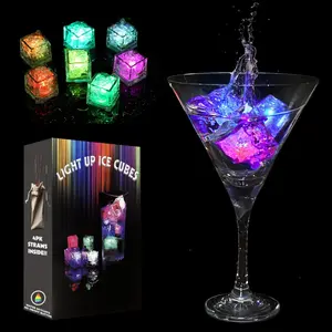 12pk light up ice cubes for drinks led color changing reusable waterproof flashing glowing cubes for parties bath celebrations cocktail lights drink decor bar accessories