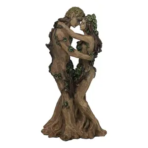 Sky Dance Celtic Greenman and Tree Woman Gaia Ent Couple Embracing Figurine