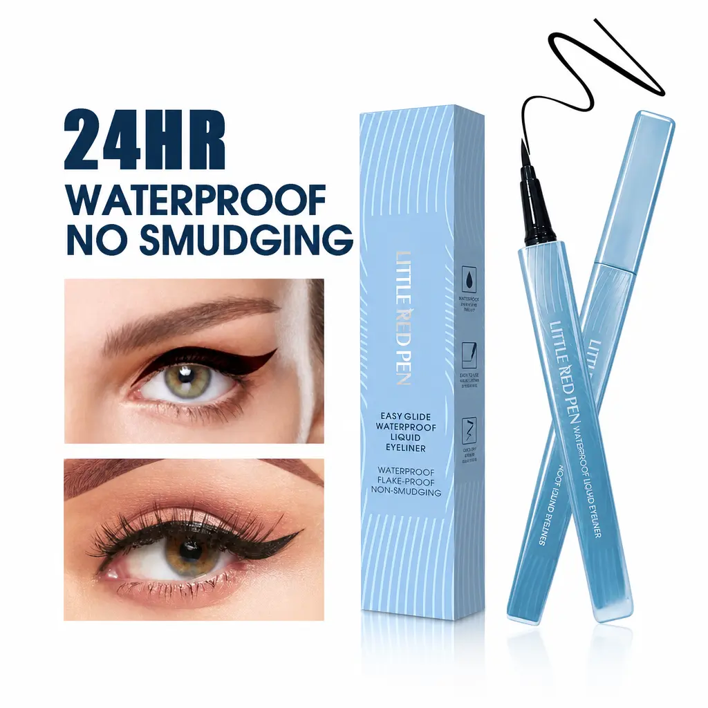 Adults' Waterproof Ultra-Fine Tip Liquid Eyeliner Pen - Smudge-Proof, Sweat-Proof, Non-Transferring, 24-Hour Long-Lasting Wear, Precise Application, 3-Year Shelf Life, Single Bottle Cosmetic, 24 Hours, Eye Makeup, Apply Precisely