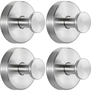 Upgraded 2 in 1 No Drill Suction Cup Ornament Hooks Wreath Hangers for Front Door Towel Racks Mantle Garland Fireplace Stocking Hanger for Christmas Holiday New Year, 4 Silver