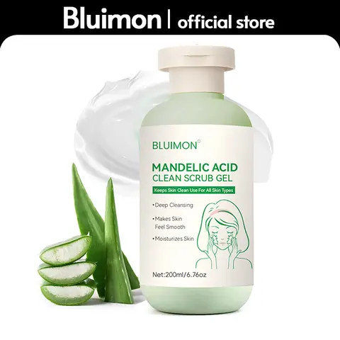 Bluimon Collagen Boosting Exfoliating Gel - Gentle Daily Facial Scrub for Adults, Exfoliating Formula, Alcohol-Free Moisturizer for Face, Pore Cleansing & Bump Impurity Remover Face Scrubs & Peels, Plant Extracts, Hypoallergenic, All Skin Types, 6.76 oz