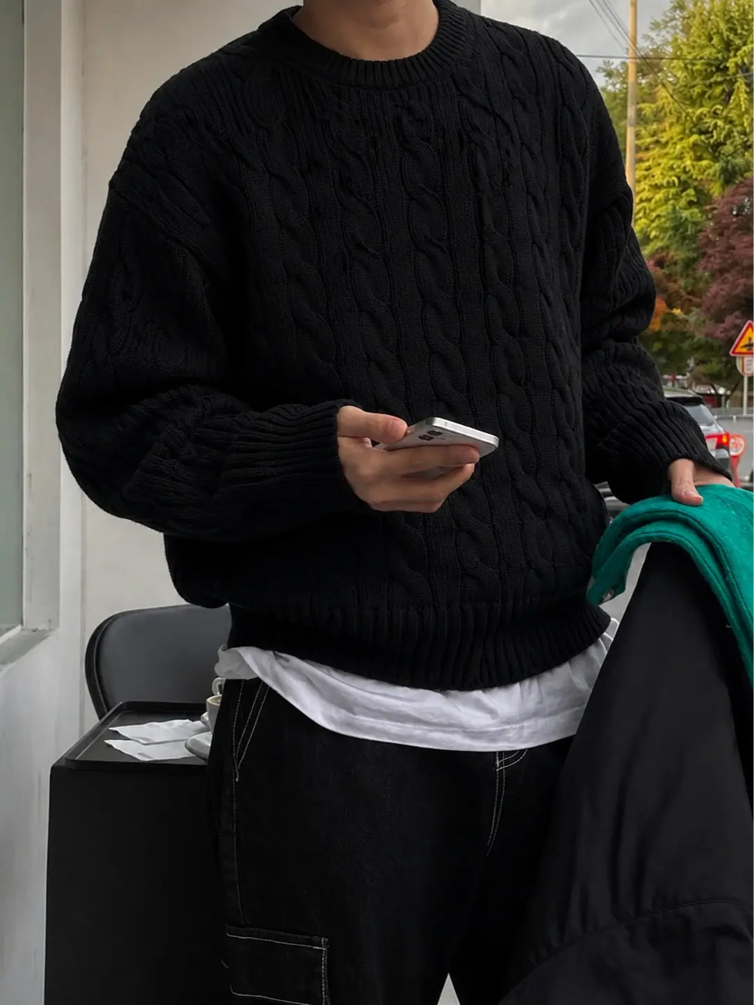 Men’s long-sleeve knit sweater, casual regular-fit knit pullover, versatile… suitable for street-style outfits in spring, autumn, and winter. Basic casual top, warm pullover sweater. Knitwear Menswear