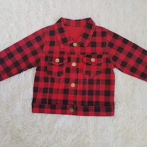 Red Plaid Denim Jacket