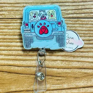 Jeep With Dogs Badge Reel