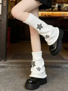 Y2K Striped Knit Socks Set for Women, Fall Winter Wide Leg Jk Snow Boots Calf Socks Leg Warmers, Warm Cute College Style