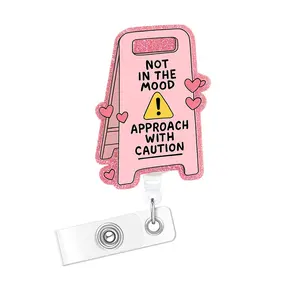 Inspirational Badge Reel, Cute Mood Clip Expandable with ID Holder, Removable Cardholder, Nurse Work Accessories, Fun Rn Flashing Badge Roll with Belt Clip