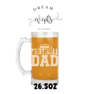 Engraved Beer Mug Personalized Football Dad  Stein Etched Beer Mug