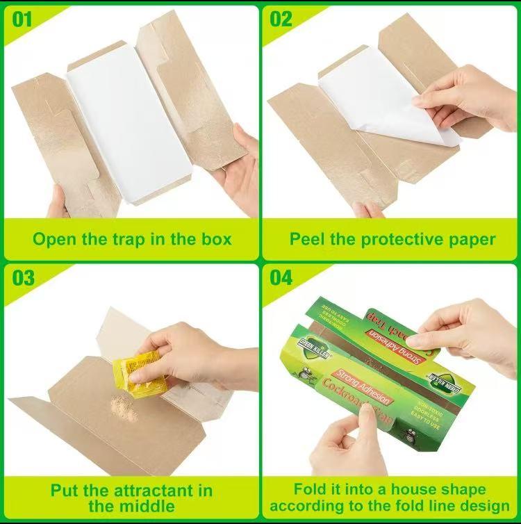 Super Sticky Roach Glue Traps with Natural Fish Meal Bait, Non-Toxic & Family Safe, No Chemicals or Mess, Easy to Use, Quickly Catches Roaches, Ants & Spiders, Long-Lasting Indoor Pest Control for Kitchen, Bathroom & Home