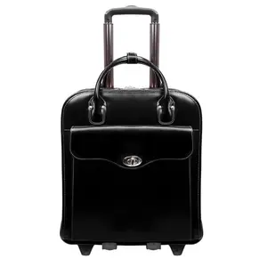 McKlein USA  15 in. W Series Melrose Leather Vertical Wheeled Ladies Laptop Briefcase - Black
